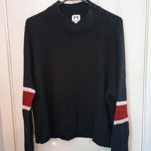 John + Jenn Striped Sweater Women's Medium Christmas Gift Cute Blue Red